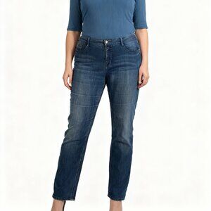 Beau Dawson Women's Blue Straight Leg Embroidered Rhinestone Jeans Plus Size 18